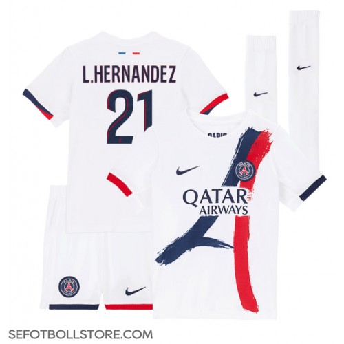 Paris Saint-Germain Lucas Hernandez #21 Replika babykläder Bortaställ Barn 2024-25 Kortärmad (+ korta byxor)